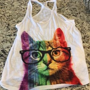 Rainbow cat Racerback